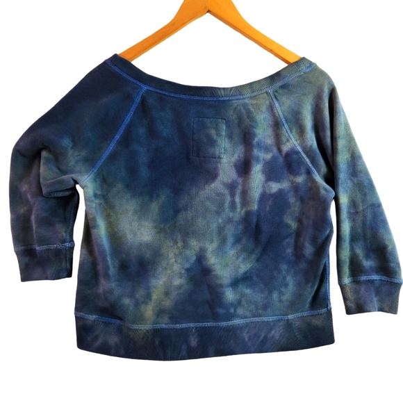 Gilly Hicks Watercolor Hand Dyed OOAK 3/4 Sleeve Cropped Sweatshirt Size Small - Picture 2 of 10